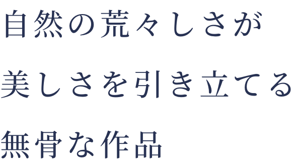 自然の荒々しさが美しさを引き立てる無骨な作品